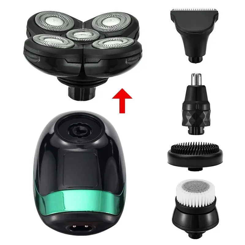 Tinsol 5 in 1 Men's Rechargeable Electric Shaver 5 Floating Head Beard, Nose and Whisker Trimmers 4D Skinhead Shaver Groomer