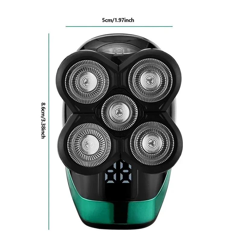 Tinsol 5 in 1 Men's Rechargeable Electric Shaver 5 Floating Head Beard, Nose and Whisker Trimmers 4D Skinhead Shaver Groomer