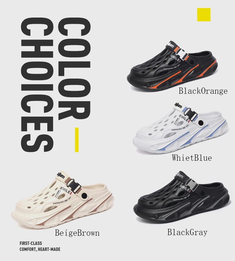 Men's Slippers Summer Outdoor Sandals Clogs Home Garden Shoes for Men Beach Slippers Soft Bottom Baotou Clogs Slippers