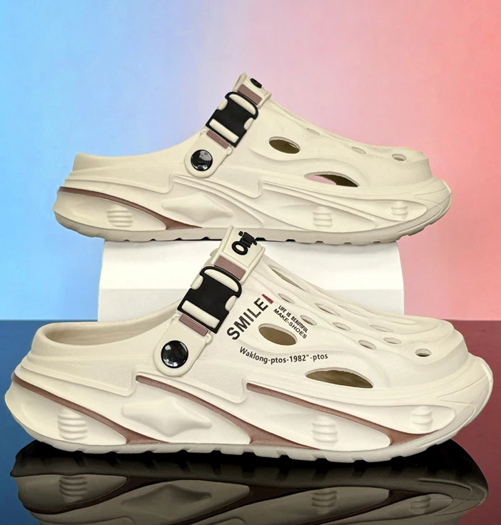 Men's Slippers Summer Outdoor Sandals Clogs Home Garden Shoes for Men Beach Slippers Soft Bottom Baotou Clogs Slippers