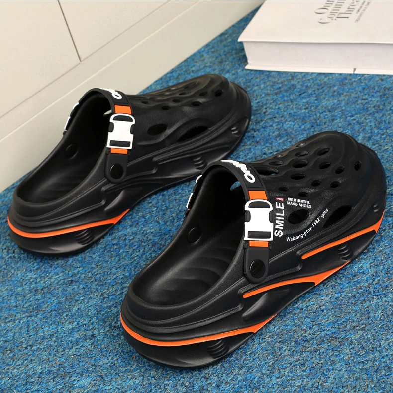 Men's Slippers Summer Outdoor Sandals Clogs Home Garden Shoes for Men Beach Slippers Soft Bottom Baotou Clogs Slippers