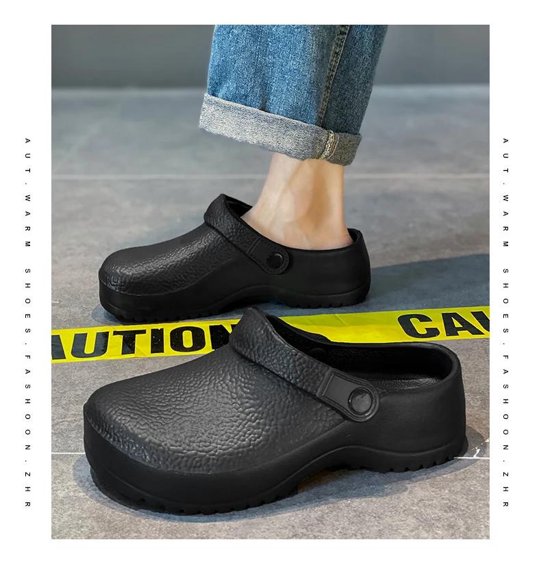 Fashionable Unisex Solid Color Shoes for the Food Industry, Comfortable, Lightweight, Durable, Waterproof, Suitable for Kitchens and Hospitals, Casual Soft Slip-On Flat Shoes
