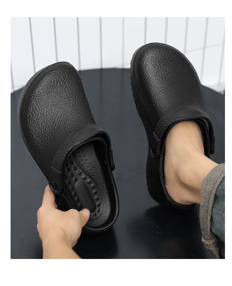 Fashionable Unisex Solid Color Shoes for the Food Industry, Comfortable, Lightweight, Durable, Waterproof, Suitable for Kitchens and Hospitals, Casual Soft Slip-On Flat Shoes