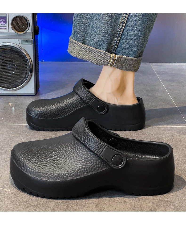 Fashionable Unisex Solid Color Shoes for the Food Industry, Comfortable, Lightweight, Durable, Waterproof, Suitable for Kitchens and Hospitals, Casual Soft Slip-On Flat Shoes