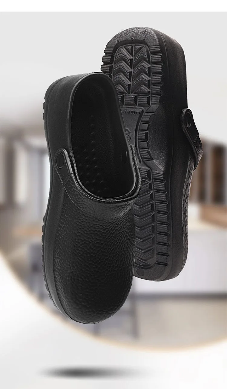 Fashionable Unisex Solid Color Shoes for the Food Industry, Comfortable, Lightweight, Durable, Waterproof, Suitable for Kitchens and Hospitals, Casual Soft Slip-On Flat Shoes