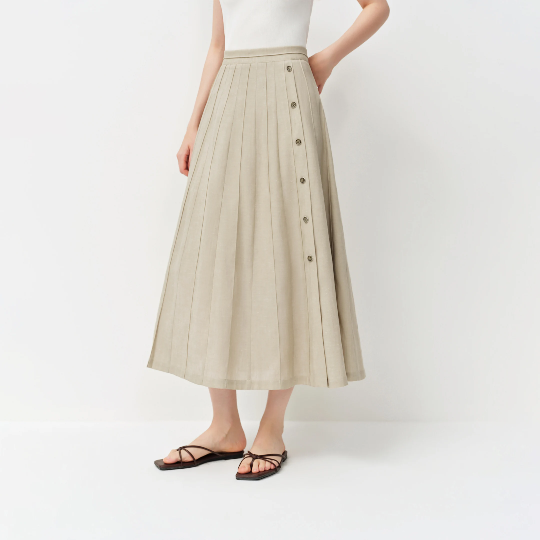 FSLE Old Money Style V-neck Vest for Women Summer 2026 New Style Hemp Skirt Sets Vintage Streetwear Simple