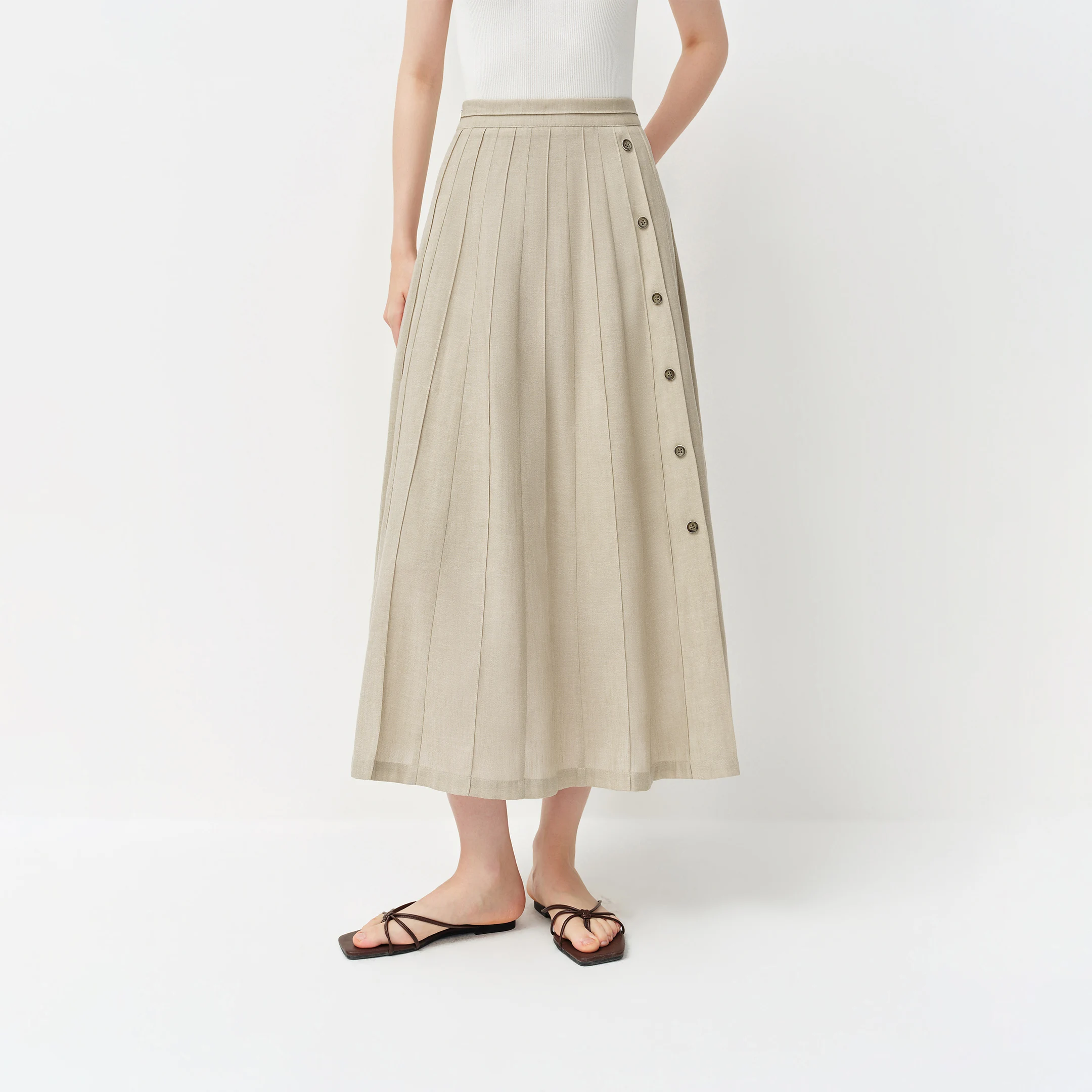 FSLE Old Money Style V-neck Vest for Women Summer 2026 New Style Hemp Skirt Sets Vintage Streetwear Simple