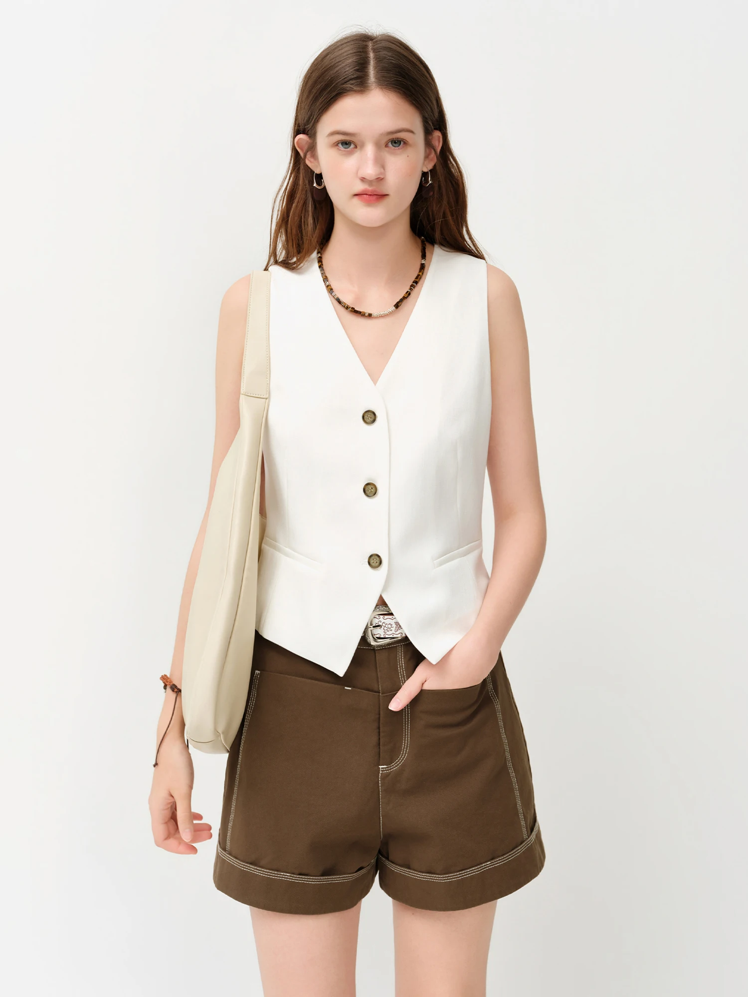 FSLE Old Money Style V-neck Vest for Women Summer 2026 New Style Hemp Skirt Sets Vintage Streetwear Simple