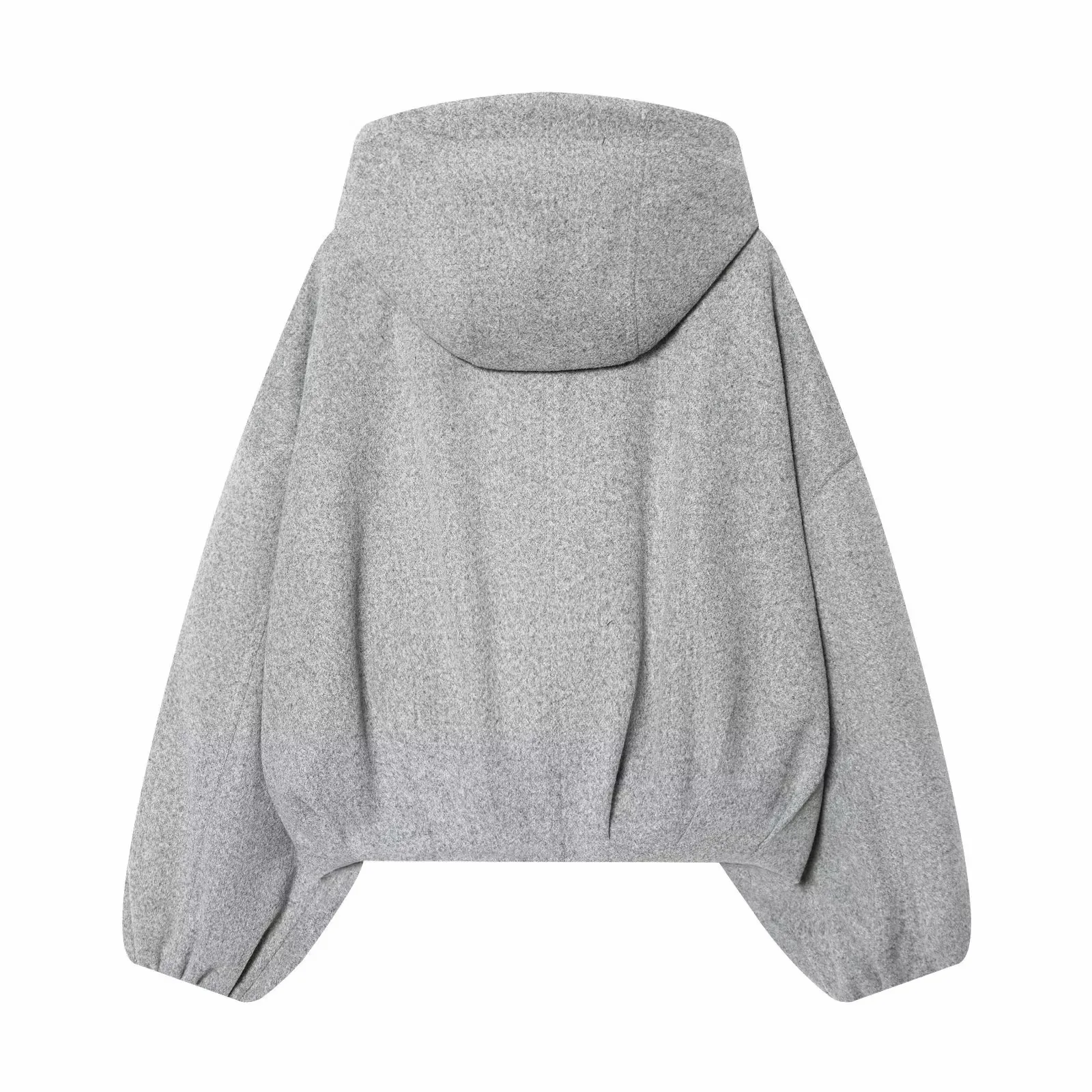 Women Fashion Loose Drawstring Zipper Hooded Jacket Female High Street Casual Long-Sleeved Solid Pockets Jacket