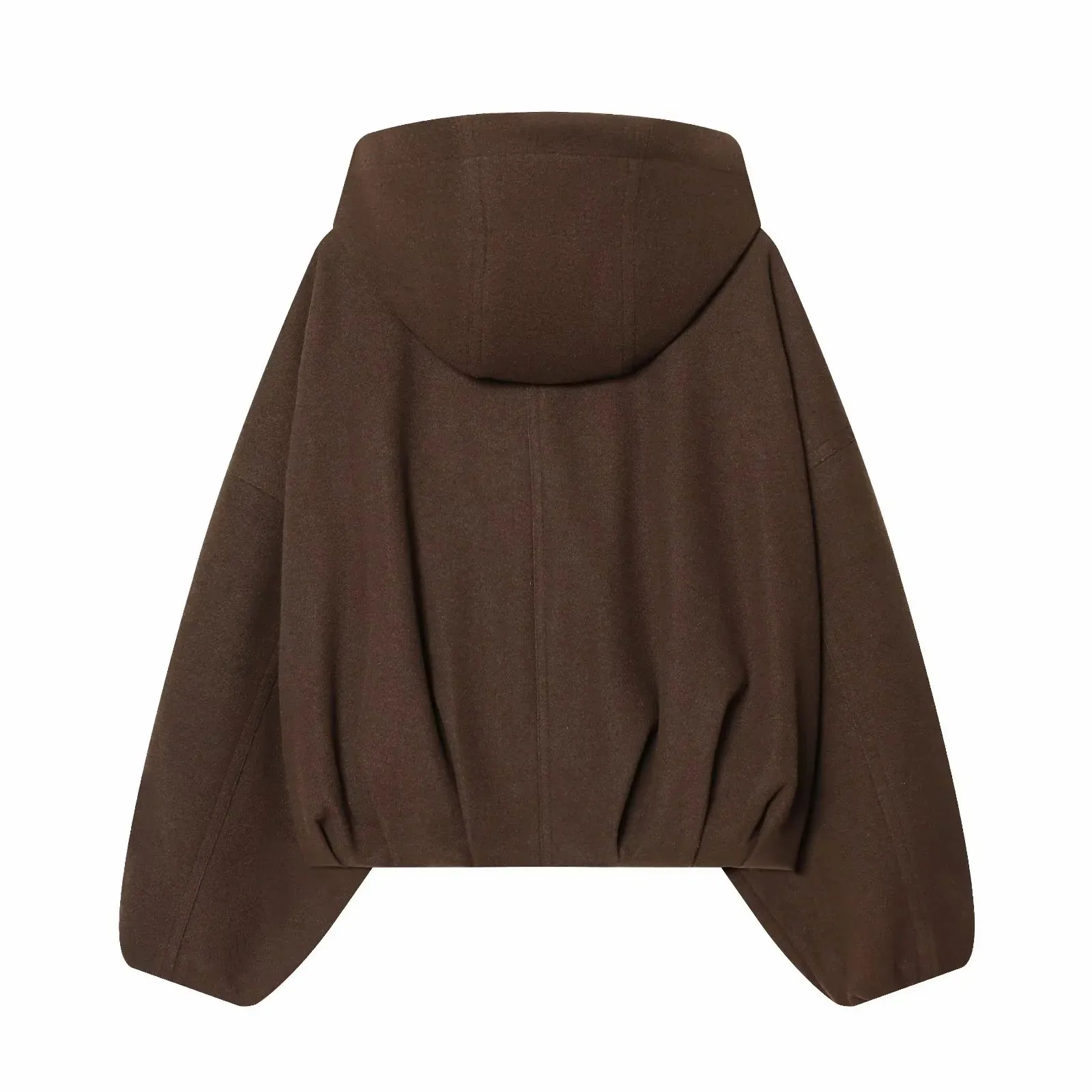 Women Fashion Loose Drawstring Zipper Hooded Jacket Female High Street Casual Long-Sleeved Solid Pockets Jacket