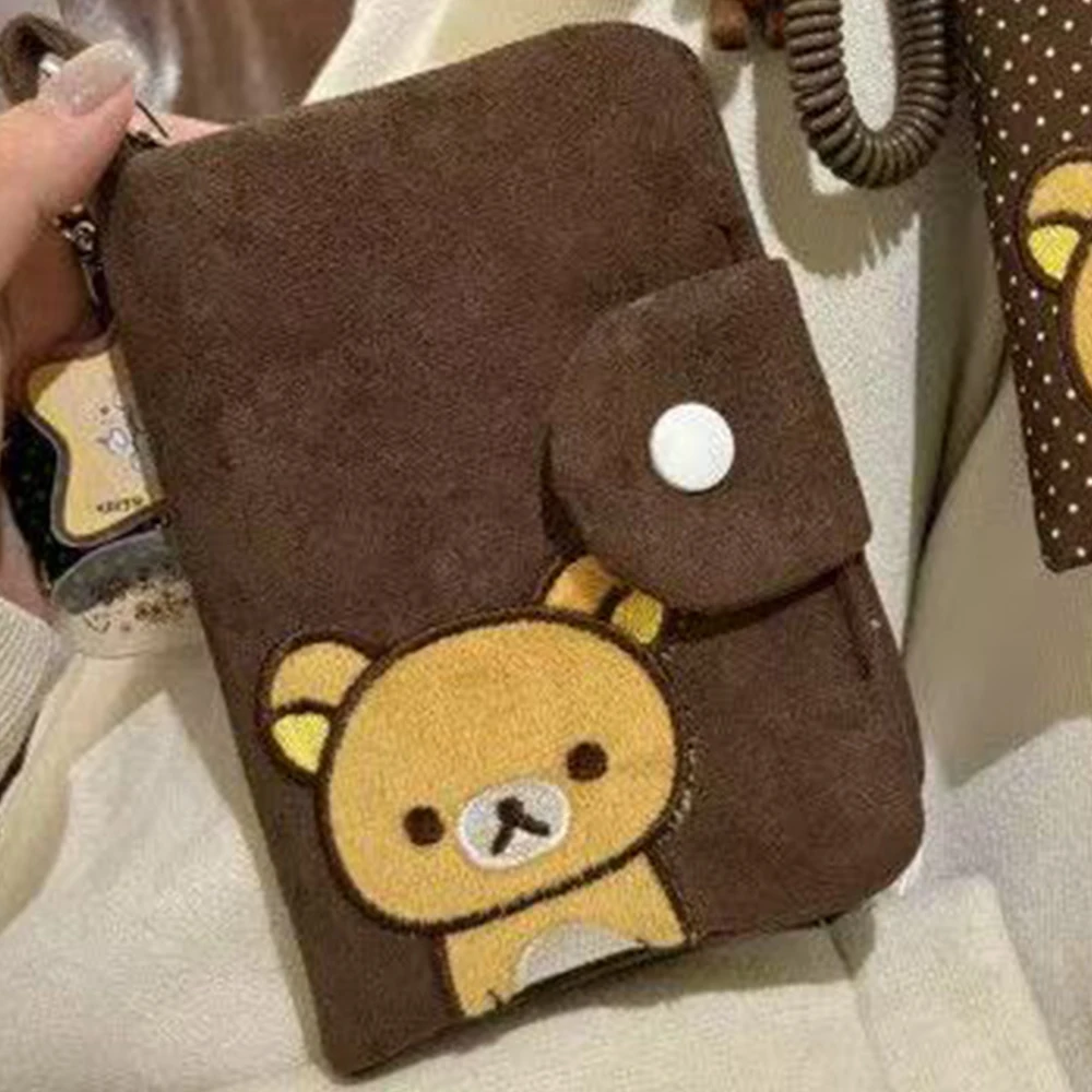 New Original Embroidered Cartoon Bear Passport Bag Versatile Large-capacity Document Storage Bag Portable Travel Cute Coin Purse
