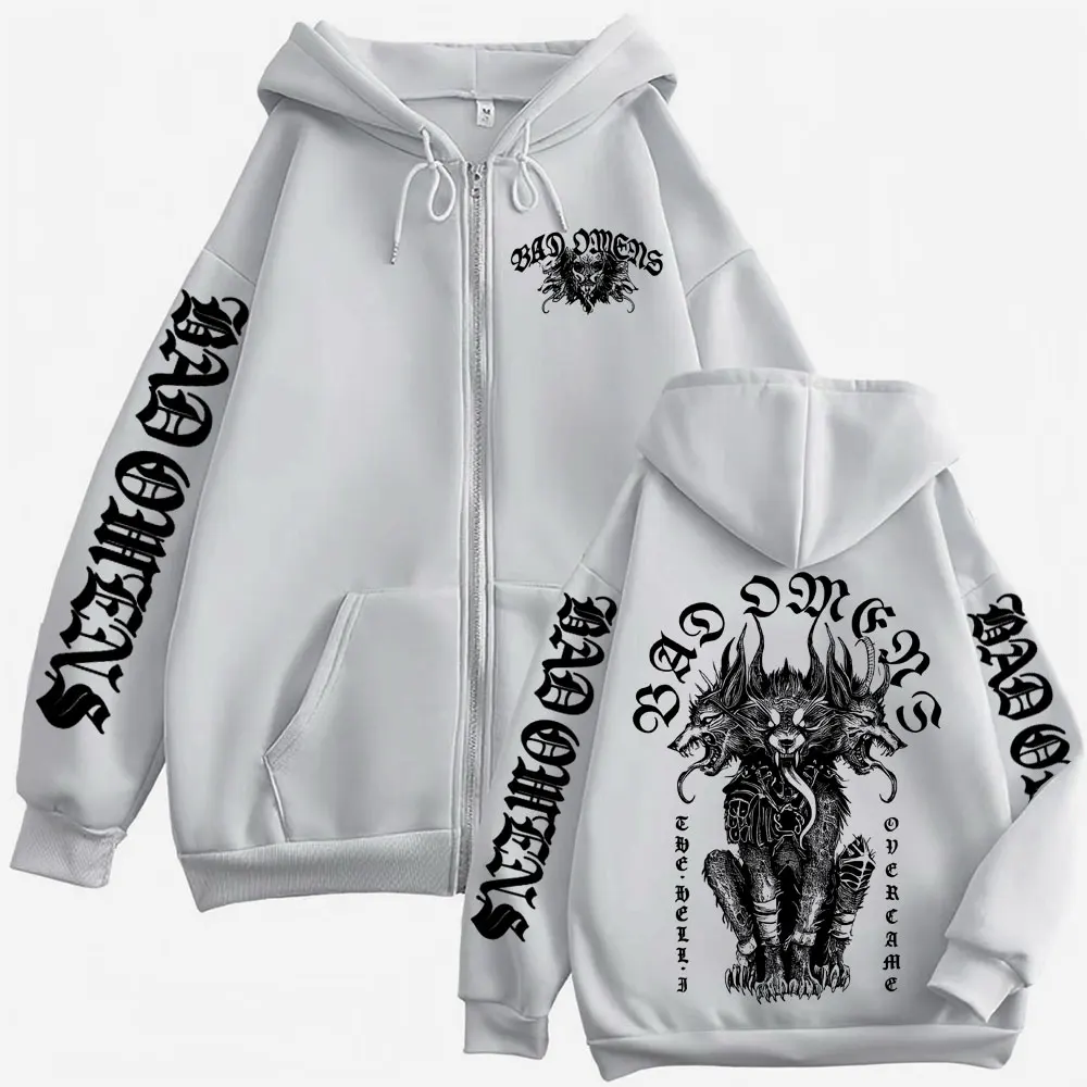 Bad Omen Band DYFL NA Tour Merch 2026 Jacket Sweatshirts Men's Harajuku Hip Hop Punk Zip Up Hoodie Casual Loose Zipper Pullovers