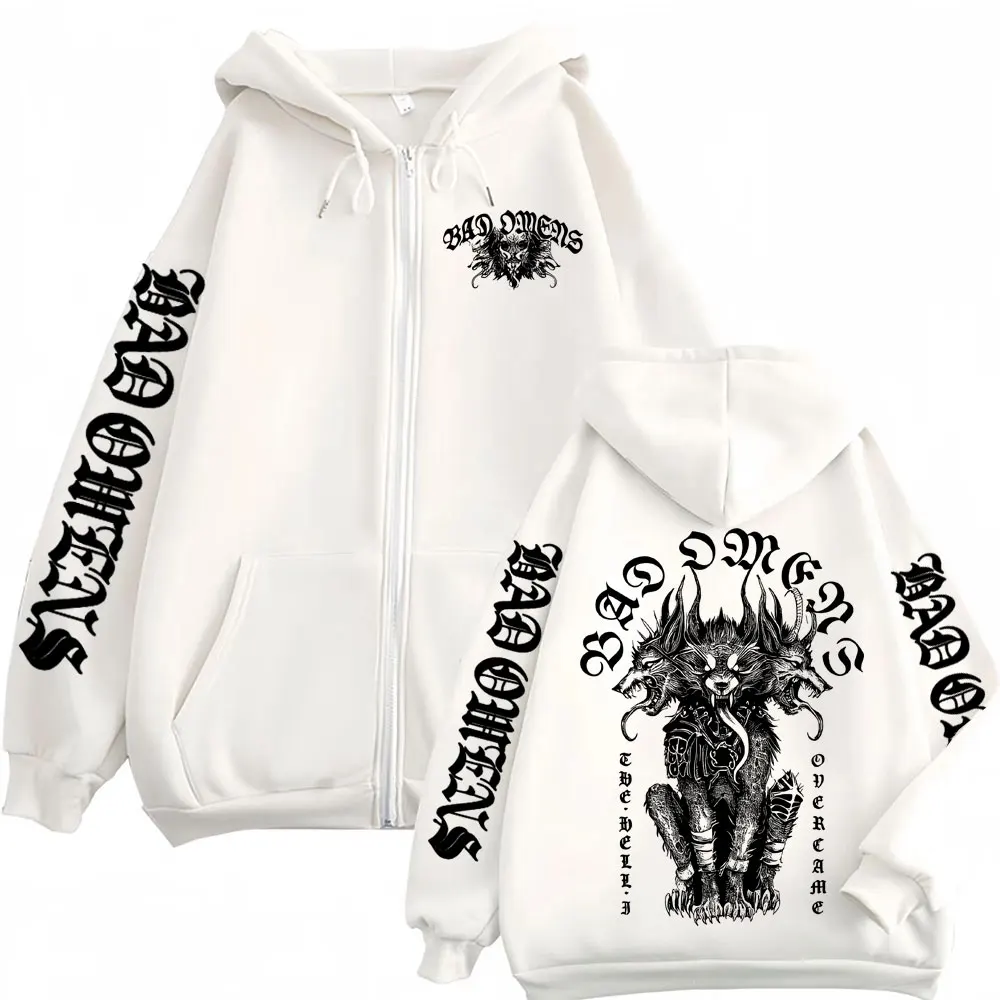 Bad Omen Band DYFL NA Tour Merch 2026 Jacket Sweatshirts Men's Harajuku Hip Hop Punk Zip Up Hoodie Casual Loose Zipper Pullovers