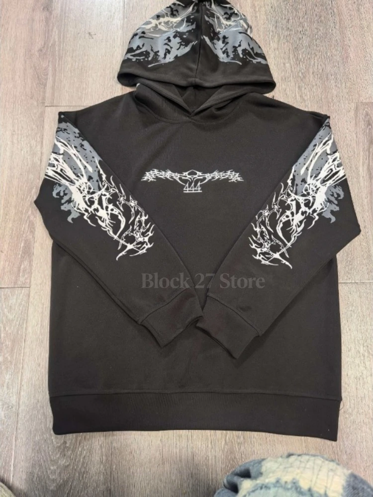 Mens Hoodie Harajuku Y2K Streetwear Lightning Graphic Print Zip Up Hooded Sweatshirt Gothic Punk Loose Fit Glow Unisex Fashion