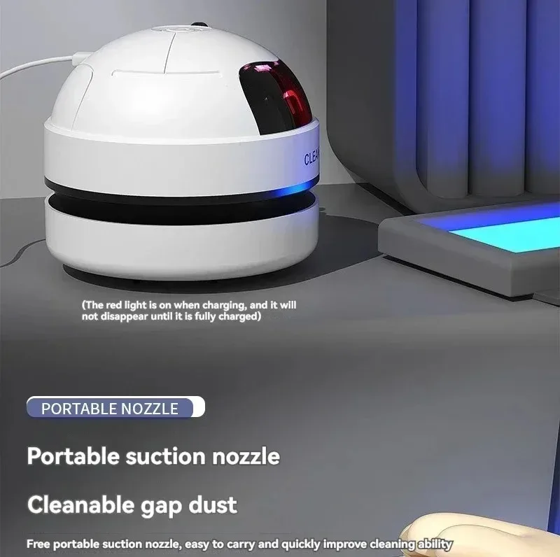 Mini Desktop Vacuum Cleaner USB Rechargeable Wireless Car Dust Cleaner with Detachable Nozzle Portable Cleaning Tools