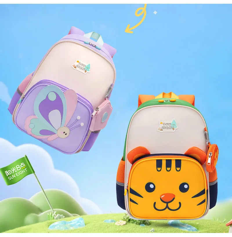 SUN EIGHT 2026 New Cartoon Backpacks Small Satchel For Kindergarden Students Strong Fabric