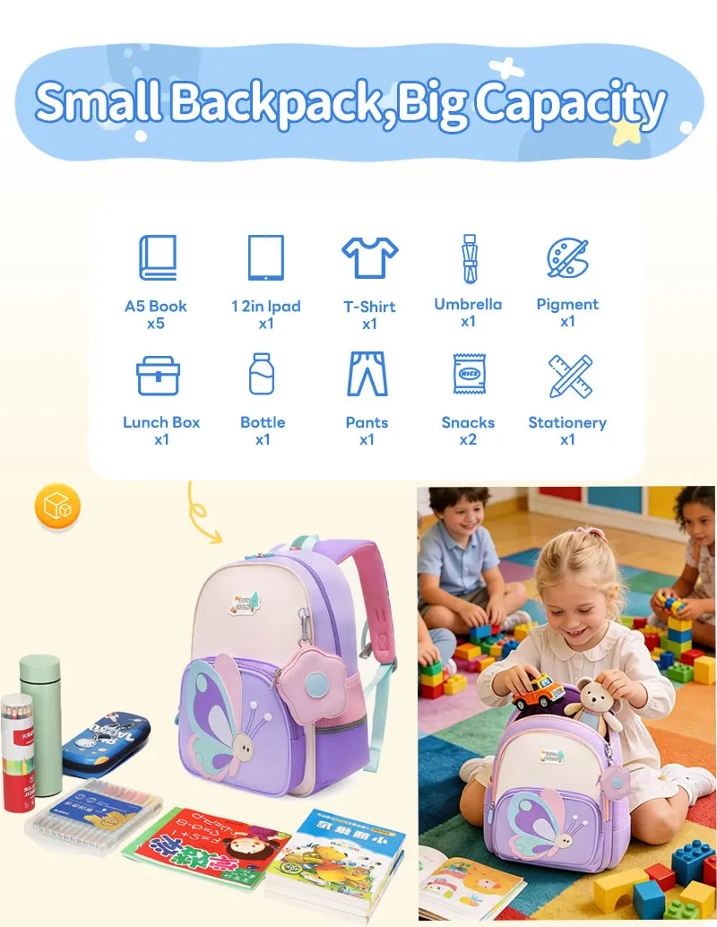 SUN EIGHT 2026 New Cartoon Backpacks Small Satchel For Kindergarden Students Strong Fabric