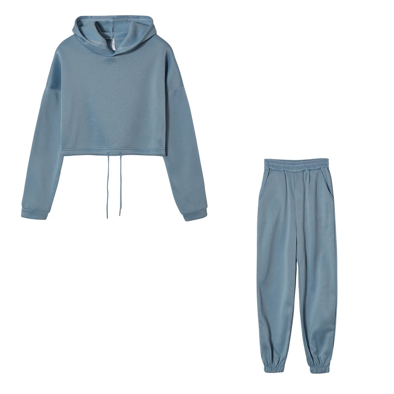 Women's Long-Sleeved Sports Suit, Casual Waist Wear Fashion Trend Two-Piece Set
