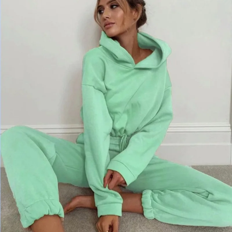 Women's Long-Sleeved Sports Suit, Casual Waist Wear Fashion Trend Two-Piece Set