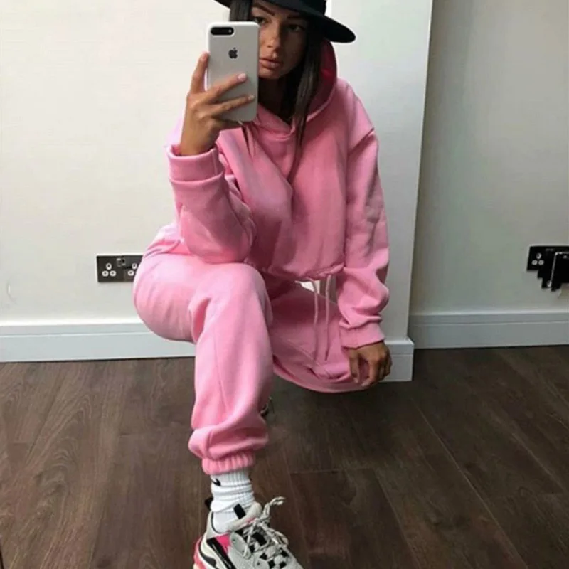 Women's Long-Sleeved Sports Suit, Casual Waist Wear Fashion Trend Two-Piece Set