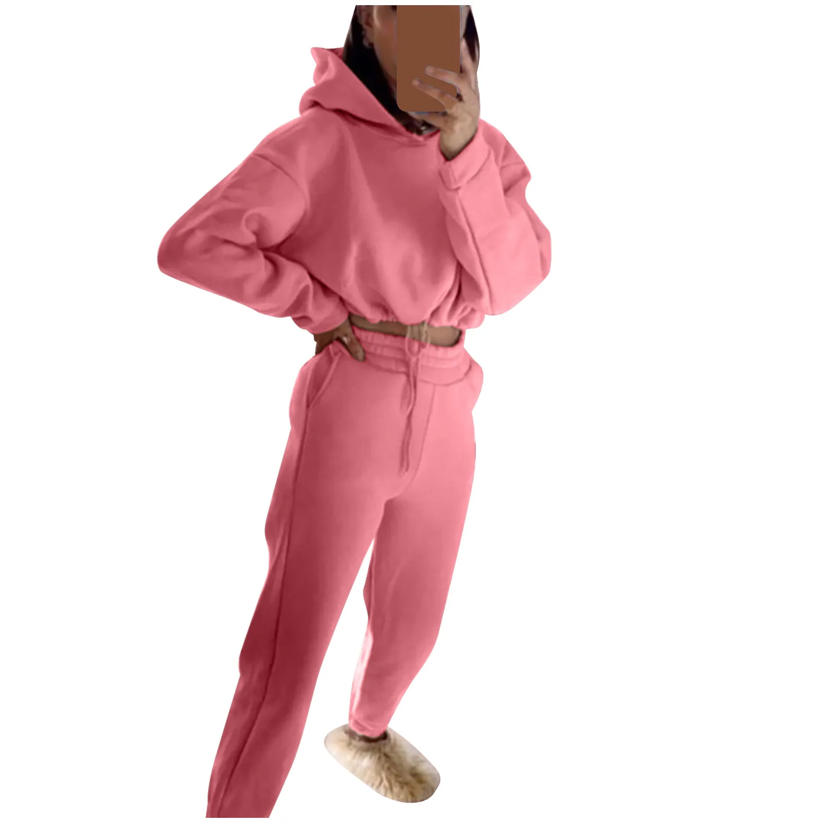 Women's Long-Sleeved Sports Suit, Casual Waist Wear Fashion Trend Two-Piece Set