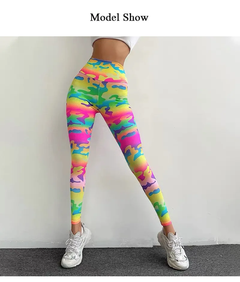 European and American Printed Slim Fit Hip Lifting Digital Color Yoga Pants Leggings with High Waist and Abdominal Compression