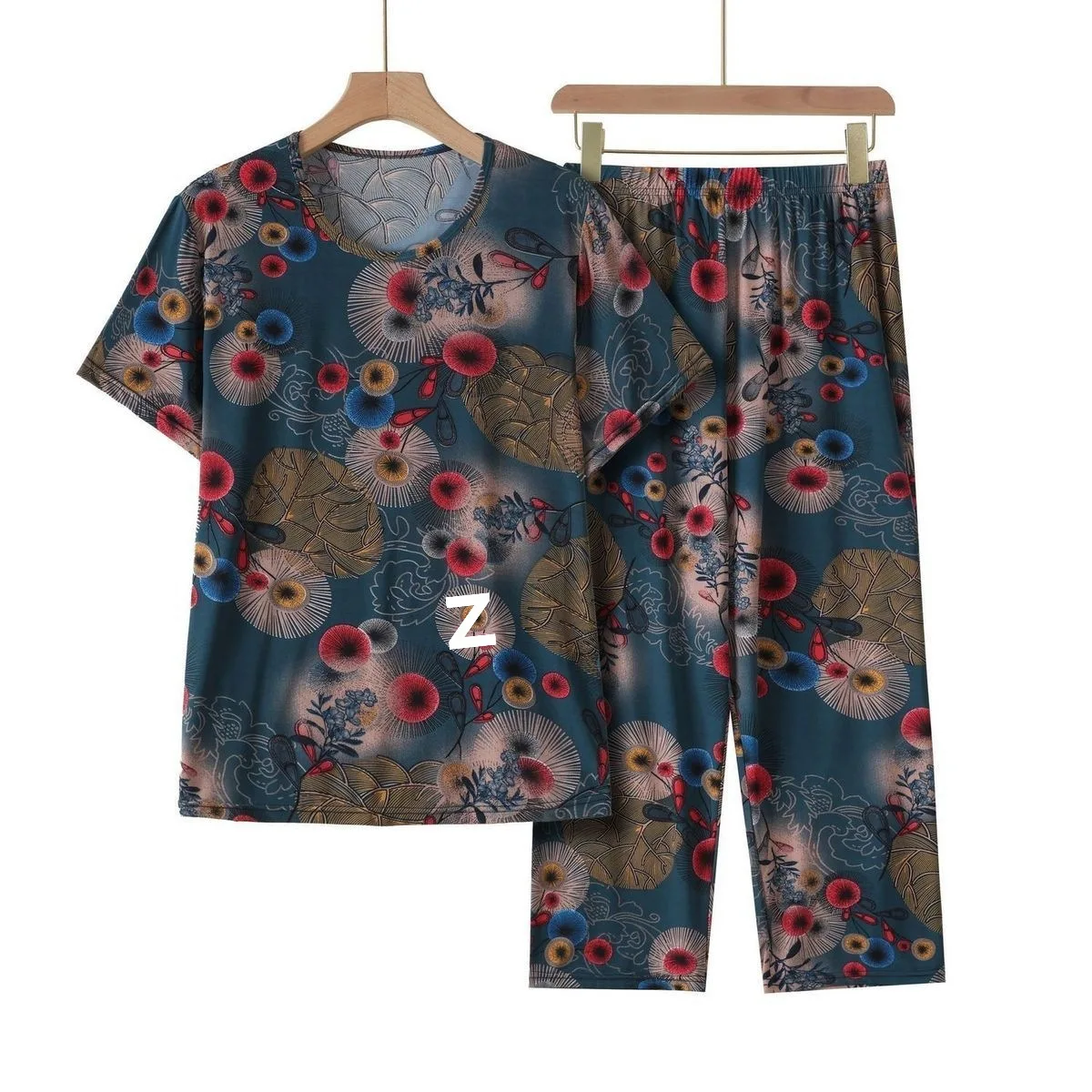 Casual Ice Silk Suit Loose Large Size Suit Short-sleeved Top Loose Two-piece Suit Plus Size Summer Outfits Pijamas Feminino