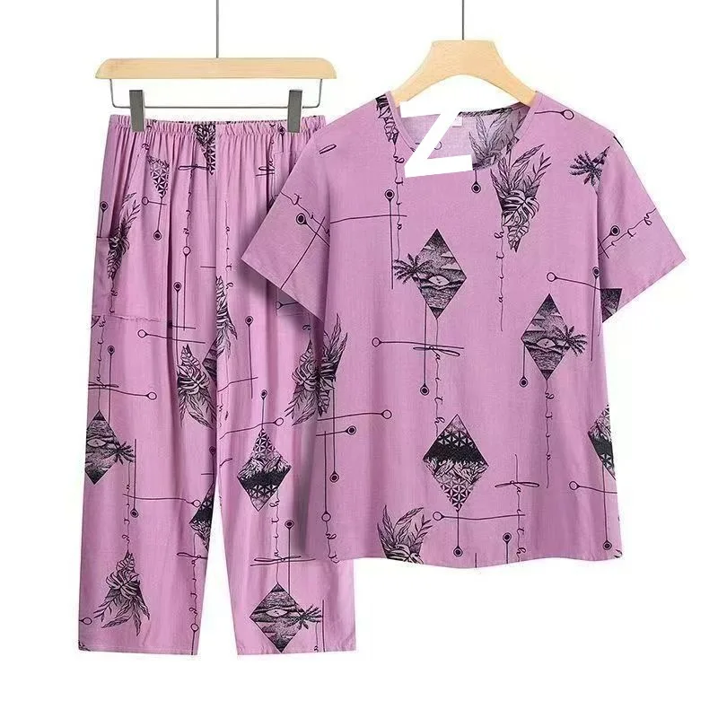 Casual Ice Silk Suit Loose Large Size Suit Short-sleeved Top Loose Two-piece Suit Plus Size Summer Outfits Pijamas Feminino