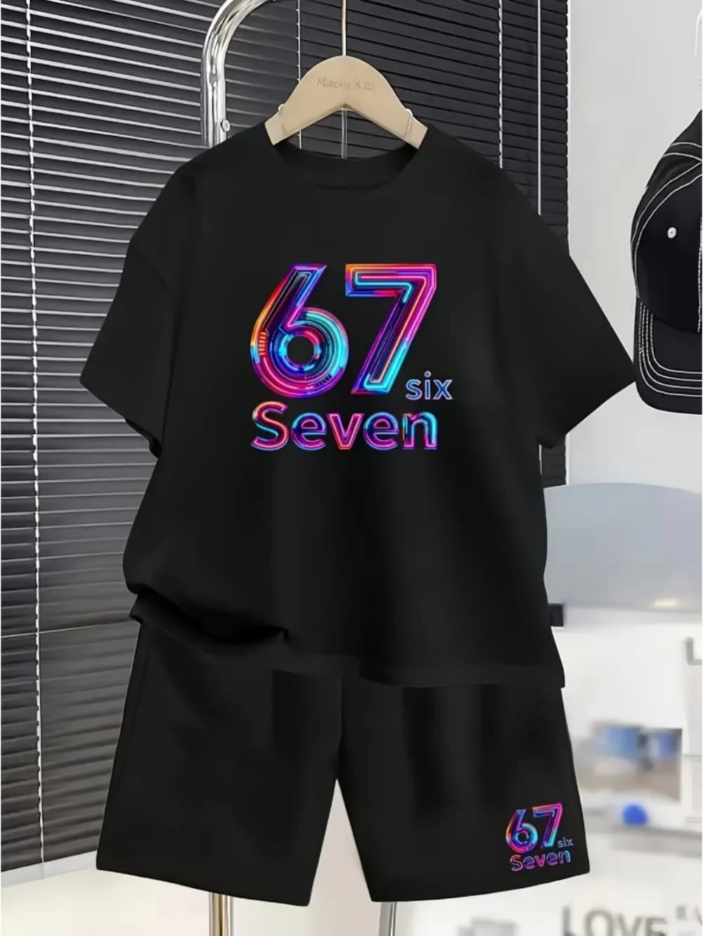 Boys Sets 67 Funny Print Kids T-Shirt Shorts Pant Set Casual Italian Brainrot Summer Top Suit for Funny Gift Children's Clothing