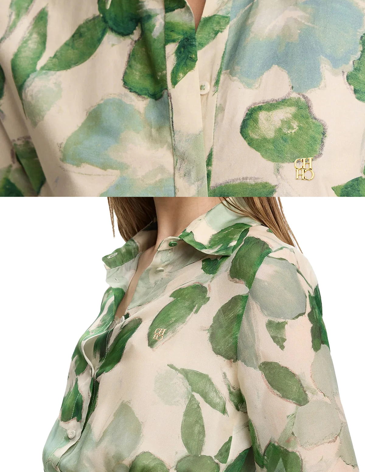 Women's Fashionable Casual Printed Long Sleeved Office Shirt
