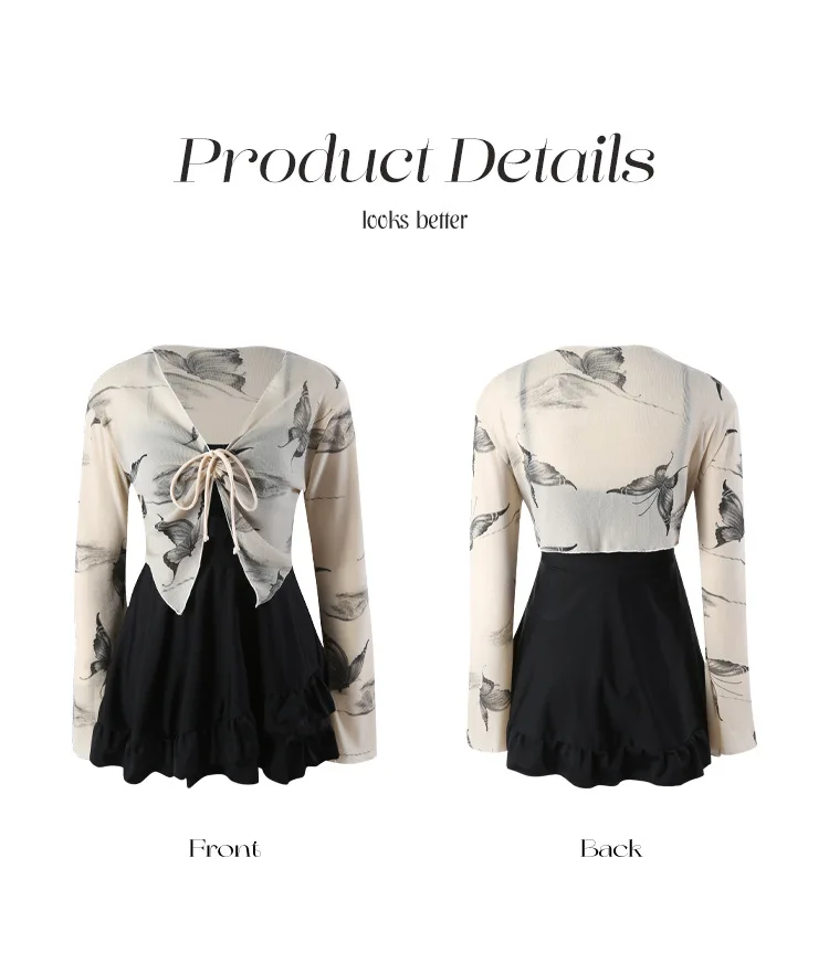 New Plus Size Swimsuit for Women Conservative and Slightly Chubby Butterfly Style Popular Slimming Swimsuit Fashion Long Sleeved