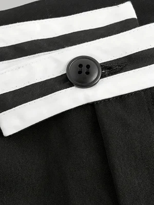 2026 Spring New Collection Black and White Contrast Waistband Wide-Leg Suit Pants Asymmetrical Striped High-Waist Straight-Leg Pants Plus Size Women's Workwear Office Outfit