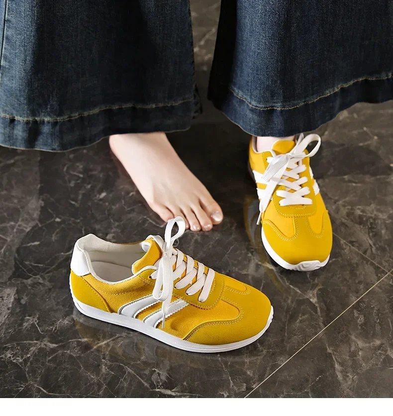 Large Size Sport Shoes Women's Casual All Match Spring Autumn Flat Bottom Yellow Blue Style Comfortable Running Shoes