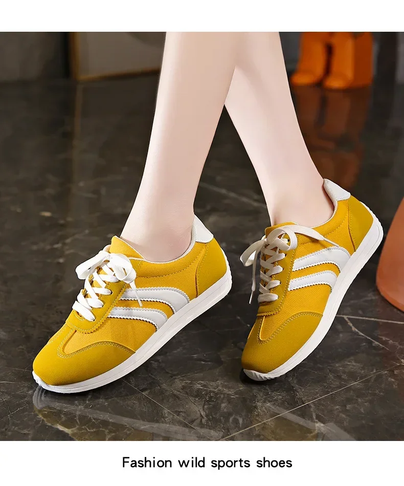 Large Size Sport Shoes Women's Casual All Match Spring Autumn Flat Bottom Yellow Blue Style Comfortable Running Shoes