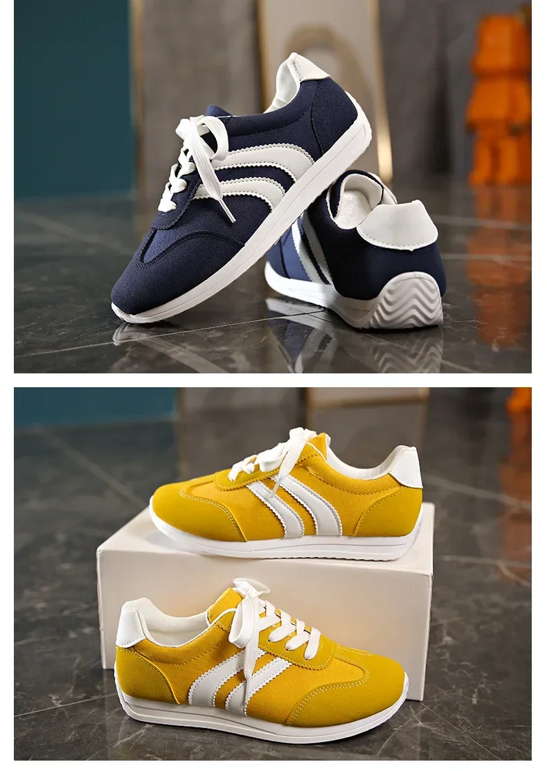 Large Size Sport Shoes Women's Casual All Match Spring Autumn Flat Bottom Yellow Blue Style Comfortable Running Shoes