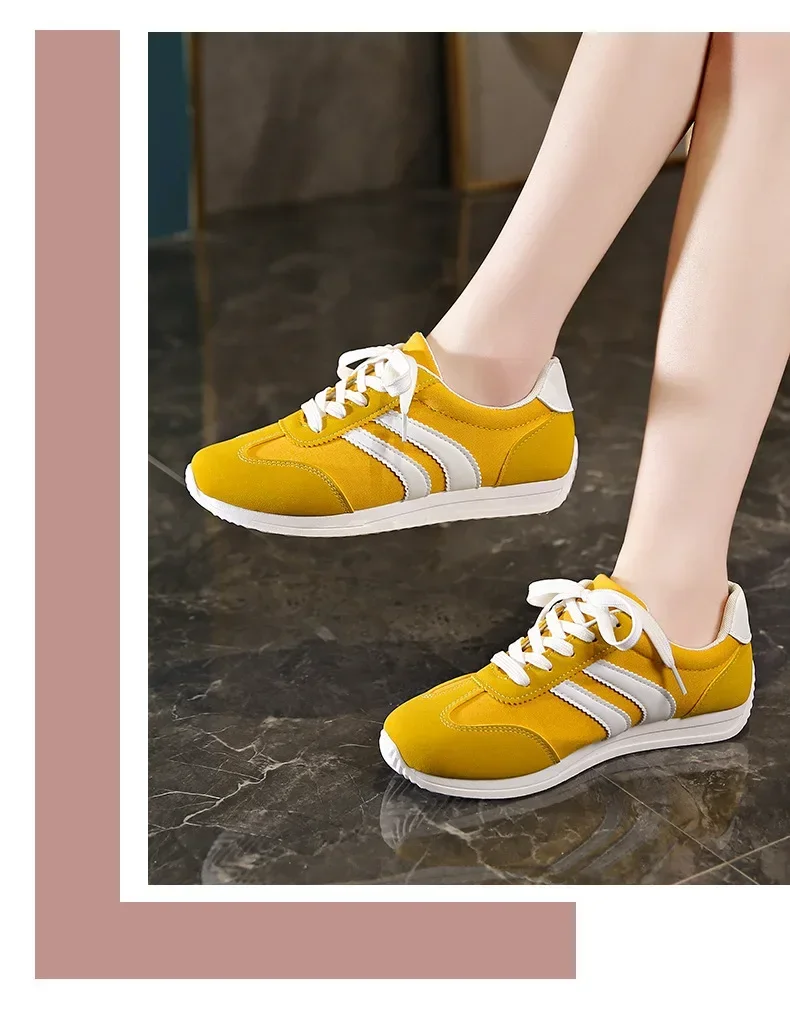 Large Size Sport Shoes Women's Casual All Match Spring Autumn Flat Bottom Yellow Blue Style Comfortable Running Shoes