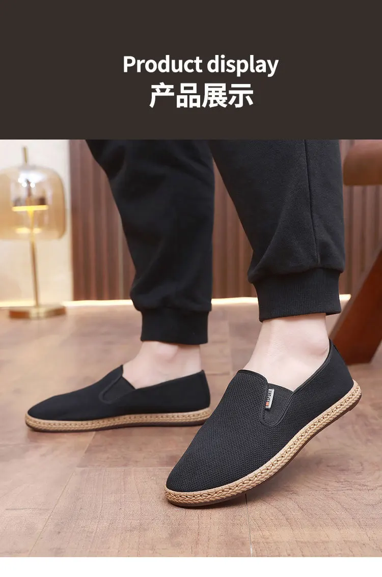 Summer Men's Mesh Shoes Hollow Breathable Lightweight Men's Cloth Shoes Soft soled Anti slip Men's Shoes