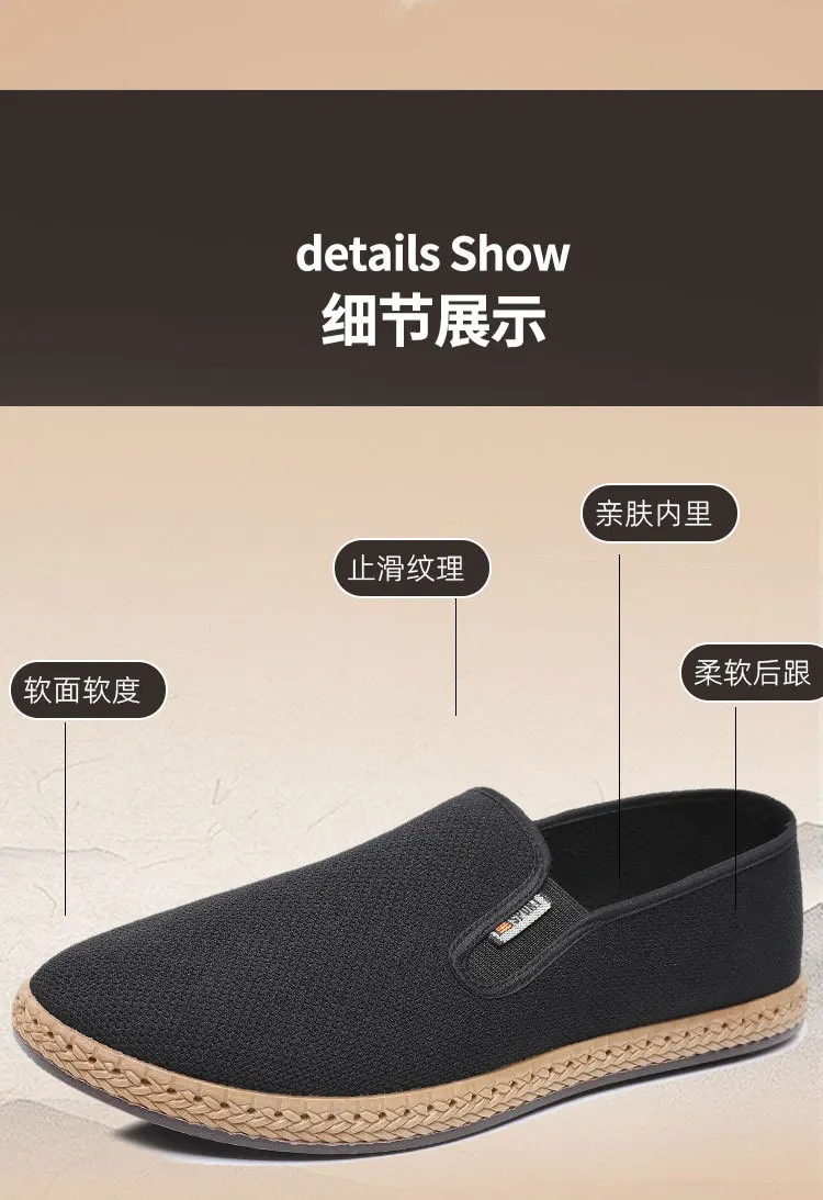 Summer Men's Mesh Shoes Hollow Breathable Lightweight Men's Cloth Shoes Soft soled Anti slip Men's Shoes