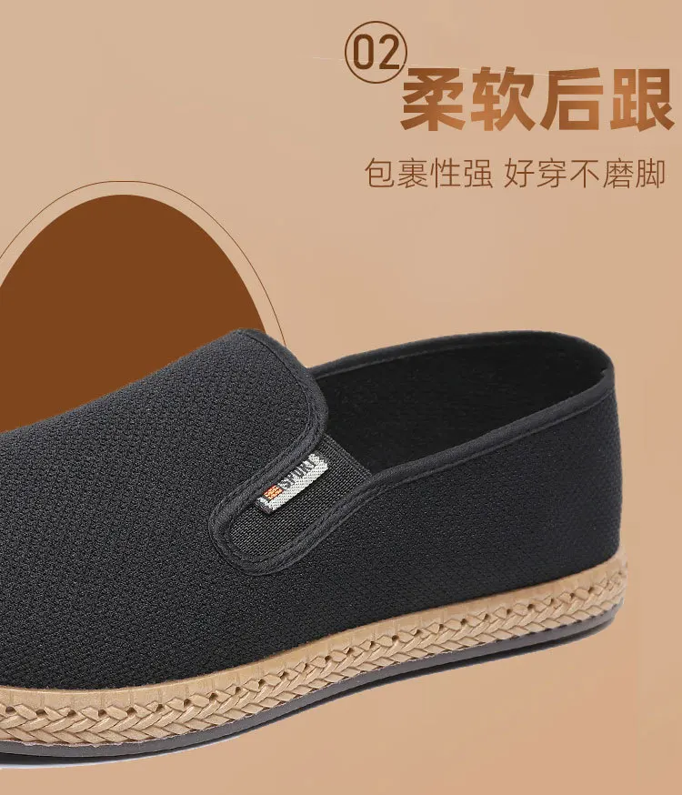 Summer Men's Mesh Shoes Hollow Breathable Lightweight Men's Cloth Shoes Soft soled Anti slip Men's Shoes