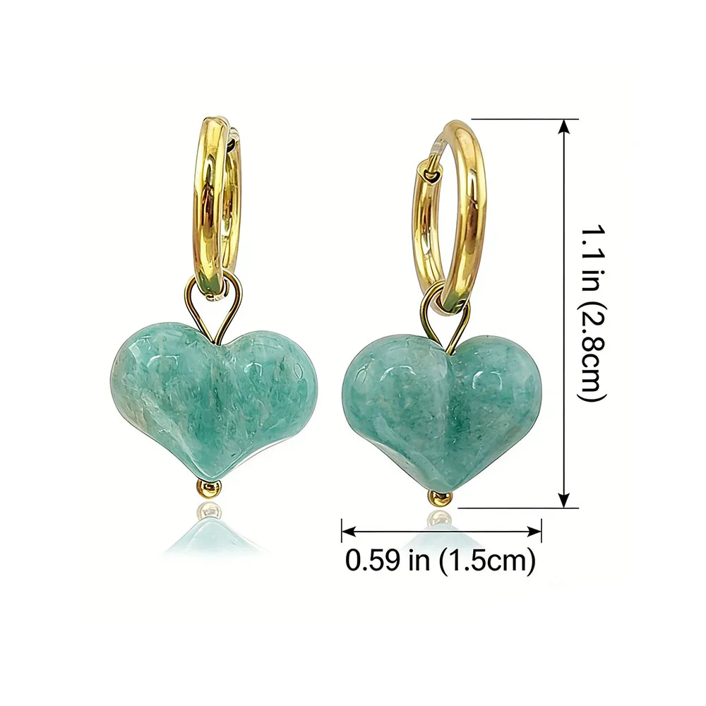 HUIDANG 2026 New In Heart Earring Ohrringe Woman Hoop Earring 316 Stainless Steel With Natural Stone