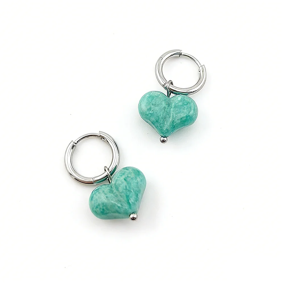 HUIDANG 2026 New In Heart Earring Ohrringe Woman Hoop Earring 316 Stainless Steel With Natural Stone