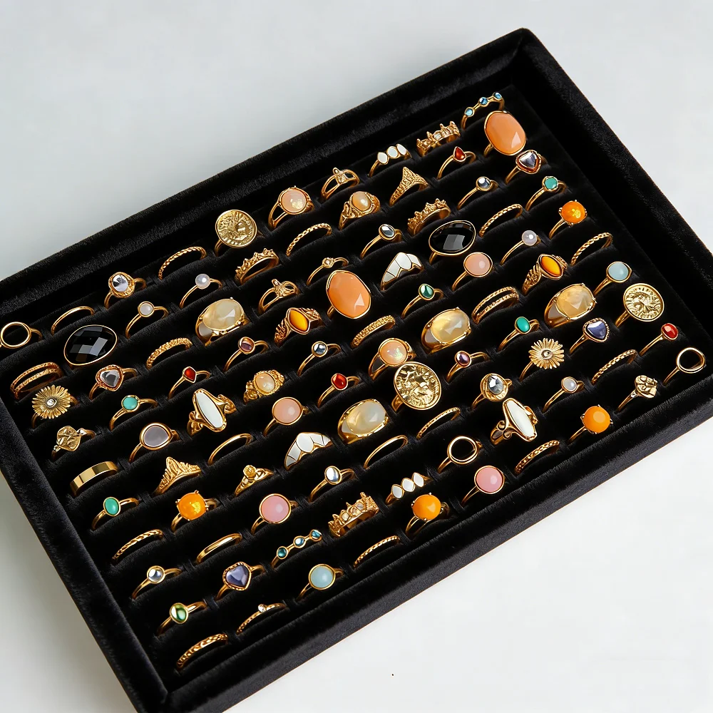 30/50/100Pcs Fashion Retro Women Rings Bohemian Unique Hollow Design Mix Style Daily Wear Anniversaries Jewelry Gift Accessories
