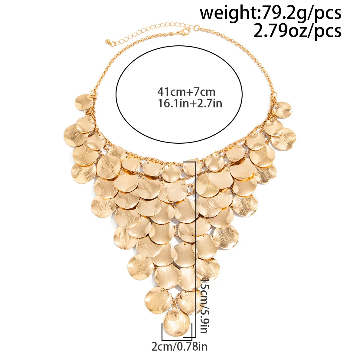 DIEZI Exaggerated New Gold Color Round Tassel Choker Necklace For Women Men Punk Vintage Fashion Metal Geometric Jewelry
