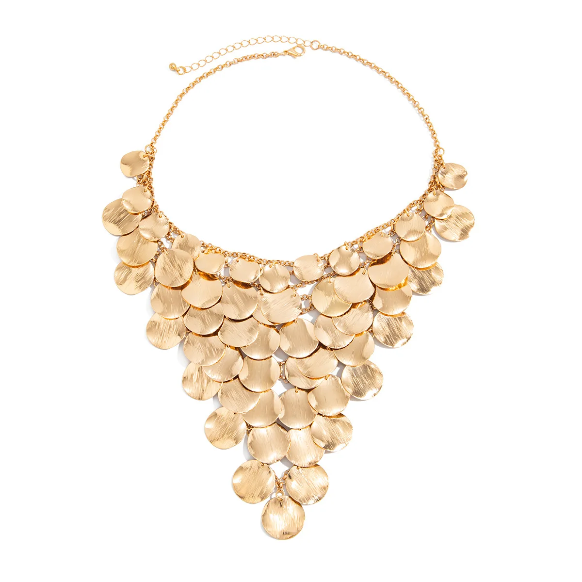 DIEZI Exaggerated New Gold Color Round Tassel Choker Necklace For Women Men Punk Vintage Fashion Metal Geometric Jewelry