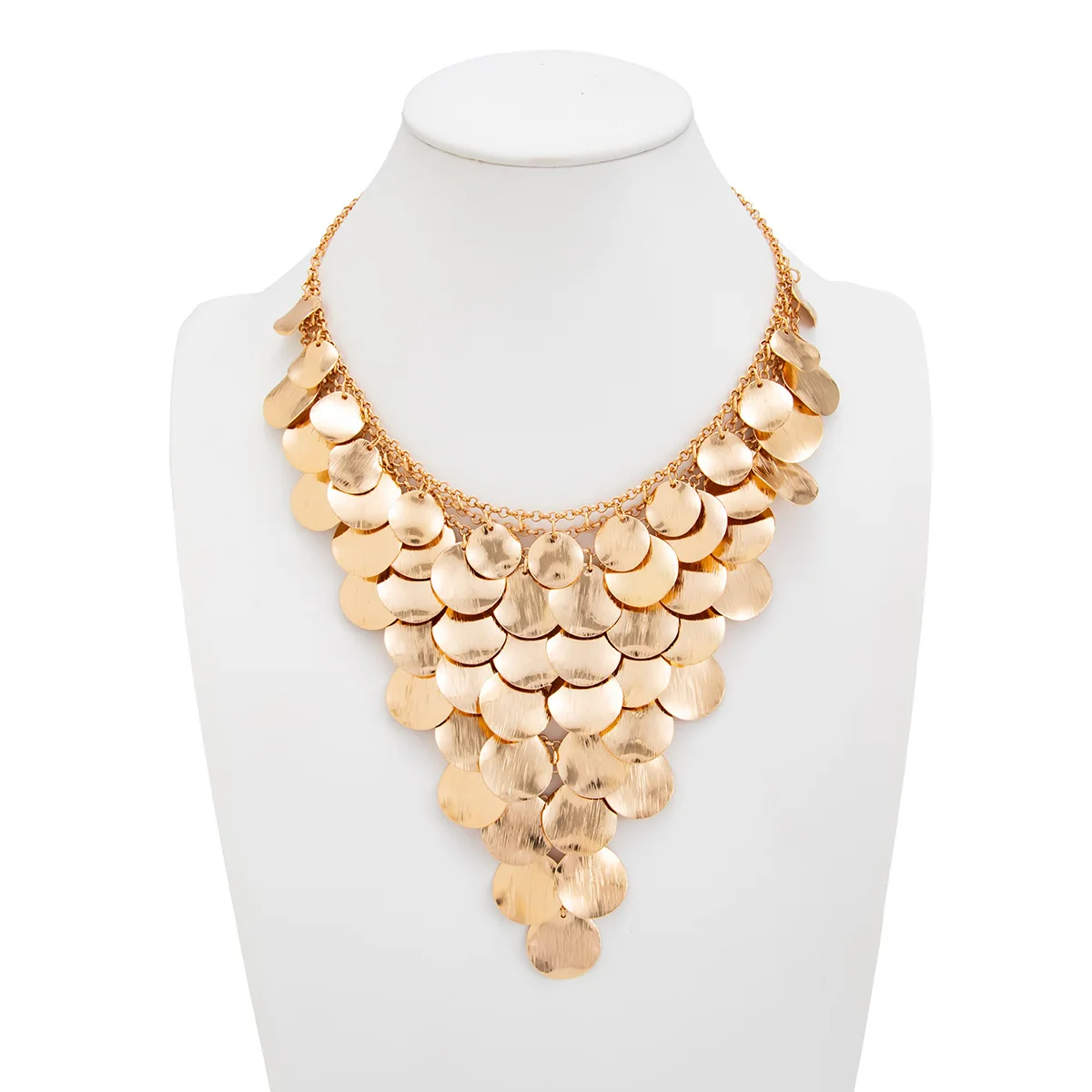 DIEZI Exaggerated New Gold Color Round Tassel Choker Necklace For Women Men Punk Vintage Fashion Metal Geometric Jewelry