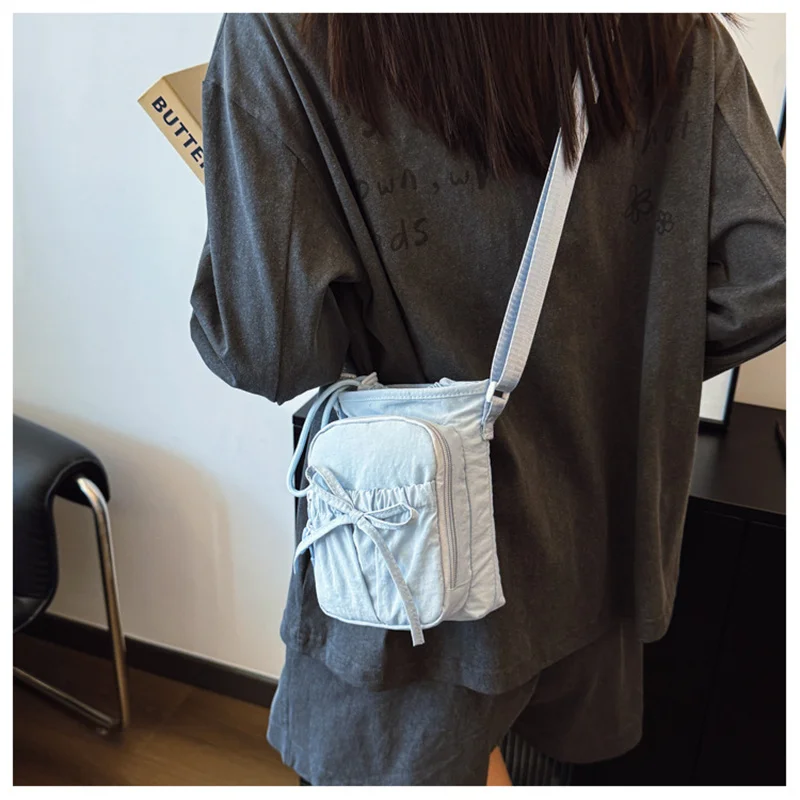 Outdoor Women's Small Bowknot Crossbody Bag Knot Mobile Phone Pouch Single Shoulder Bag Commuting Thermal Water Bottle Bag