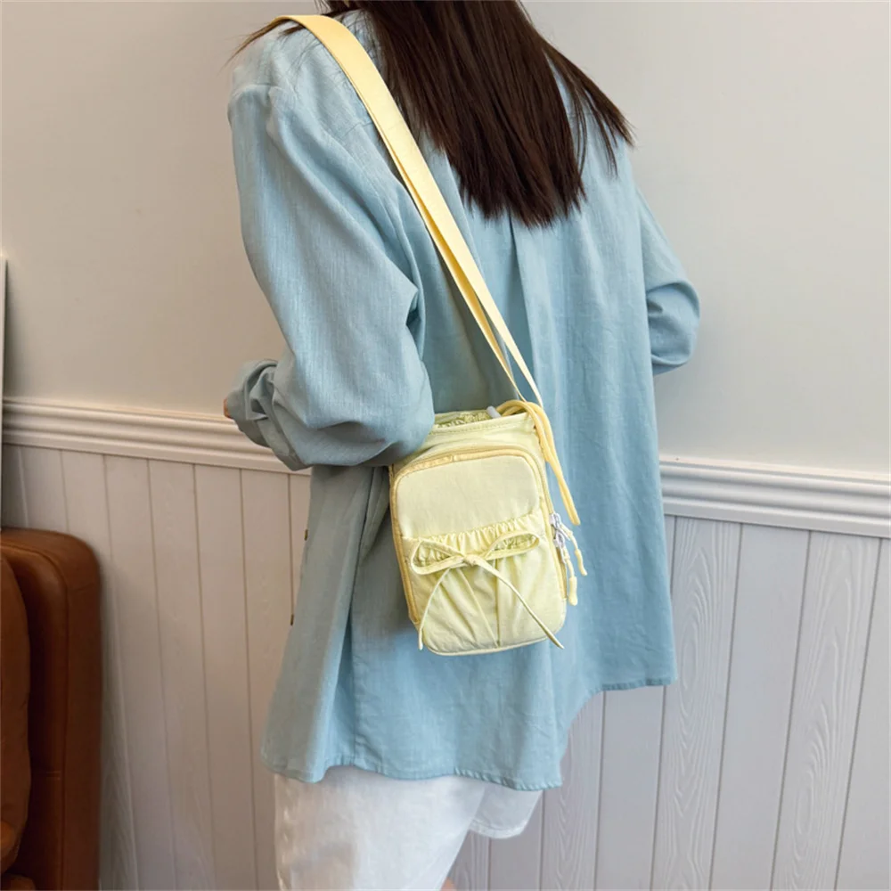 Outdoor Women's Small Bowknot Crossbody Bag Knot Mobile Phone Pouch Single Shoulder Bag Commuting Thermal Water Bottle Bag