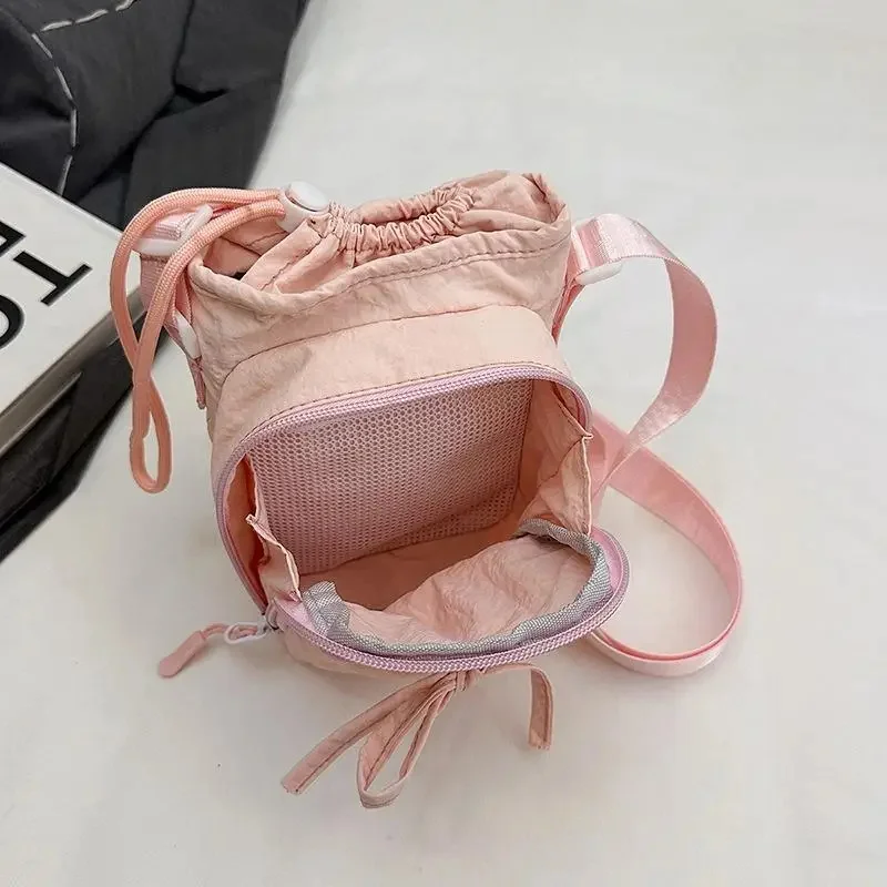 Outdoor Women's Small Bowknot Crossbody Bag Knot Mobile Phone Pouch Single Shoulder Bag Commuting Thermal Water Bottle Bag