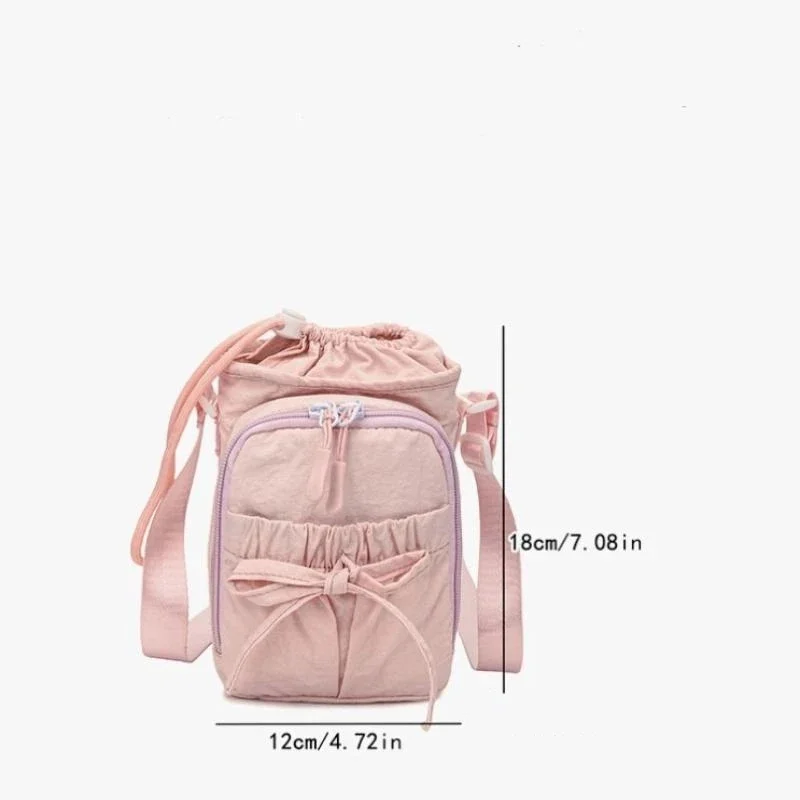 Outdoor Women's Small Bowknot Crossbody Bag Knot Mobile Phone Pouch Single Shoulder Bag Commuting Thermal Water Bottle Bag