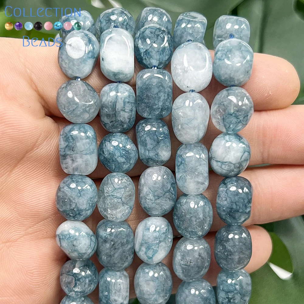 8x12mm Natural Blue Chalcedony Irregular Shape Loose Spacer Beads For Jewelry Making DIY Bracelets Necklace Accessories 15''